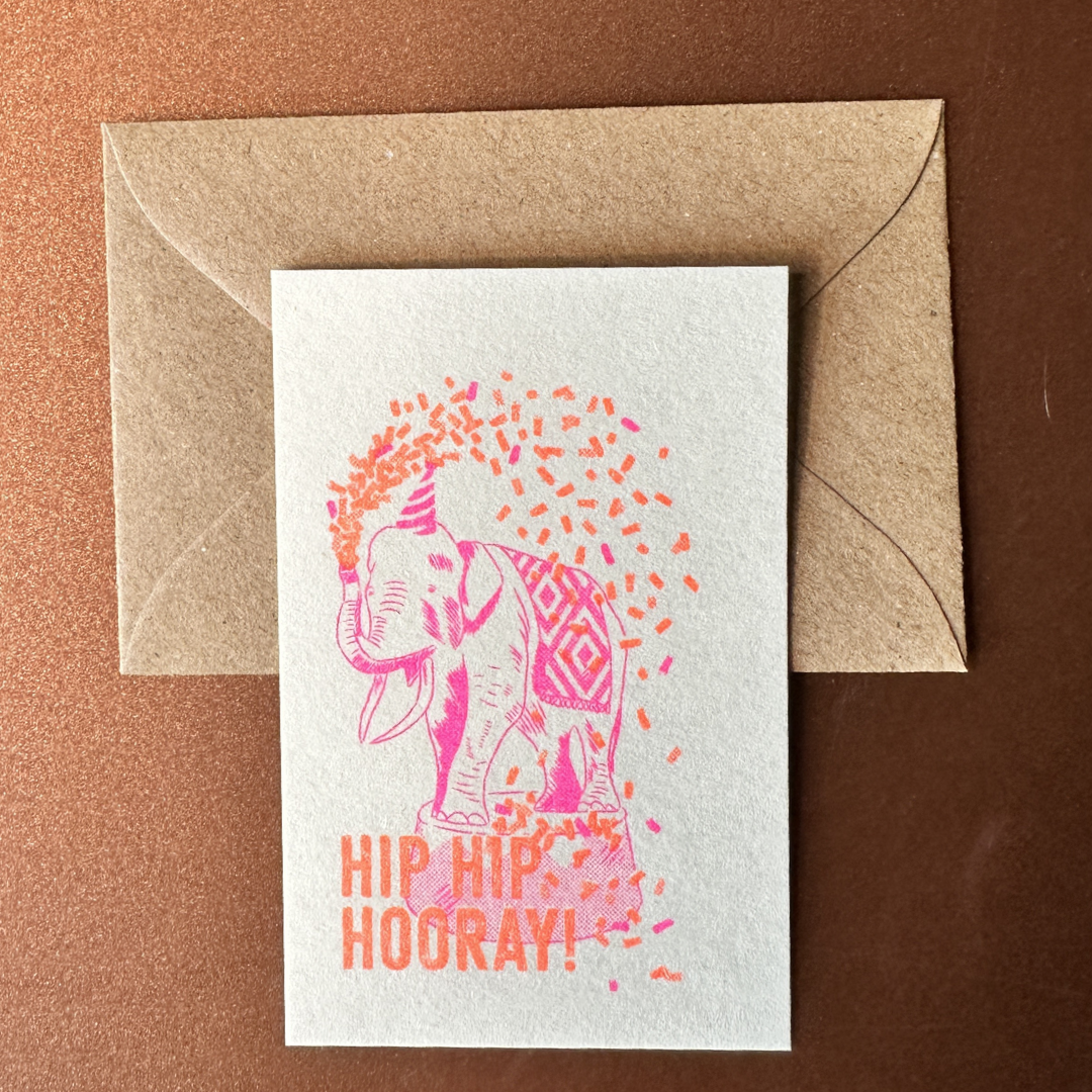 Minikarten mit Briefumschlag - Elefant
