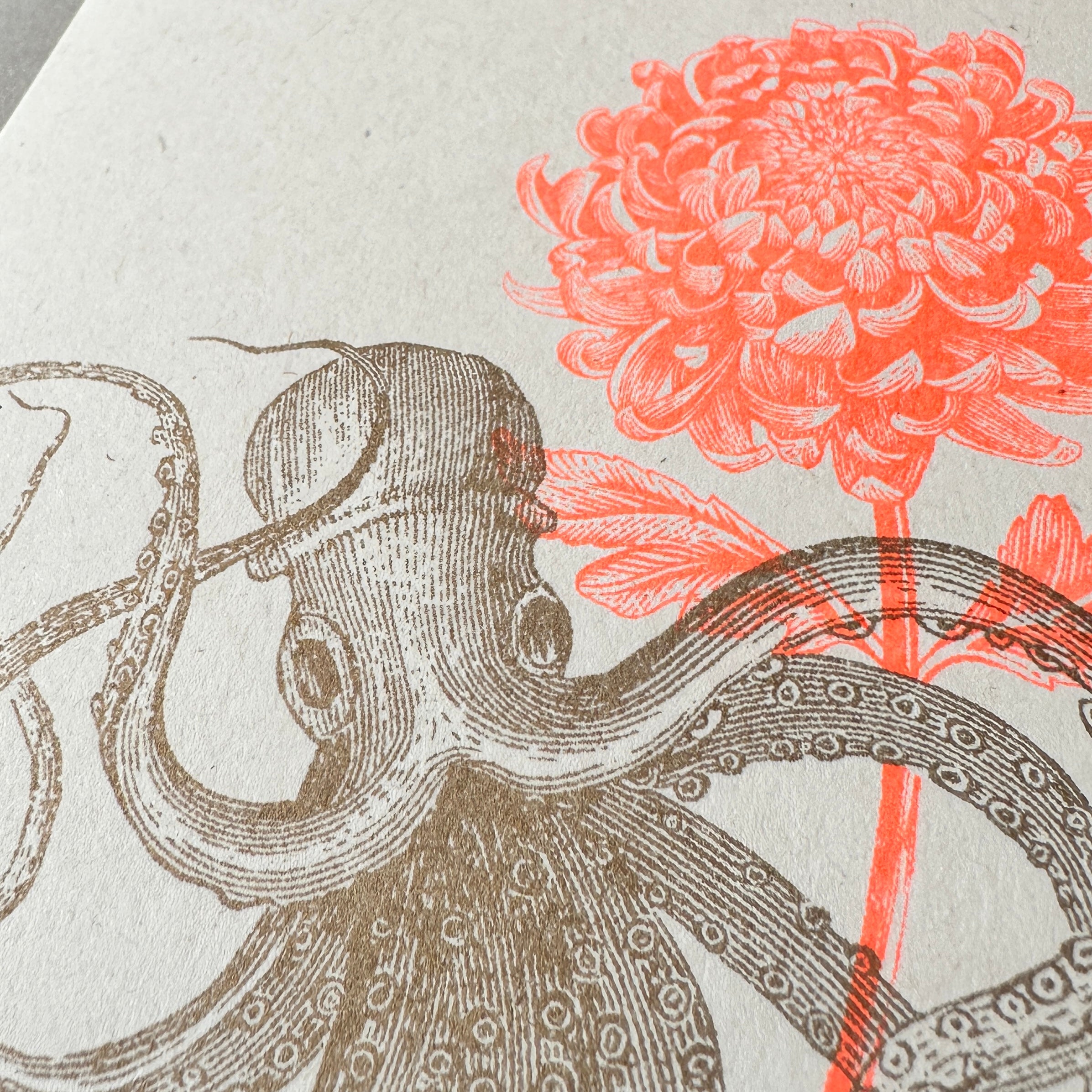 Oktopus mit Blume – Klappkarte